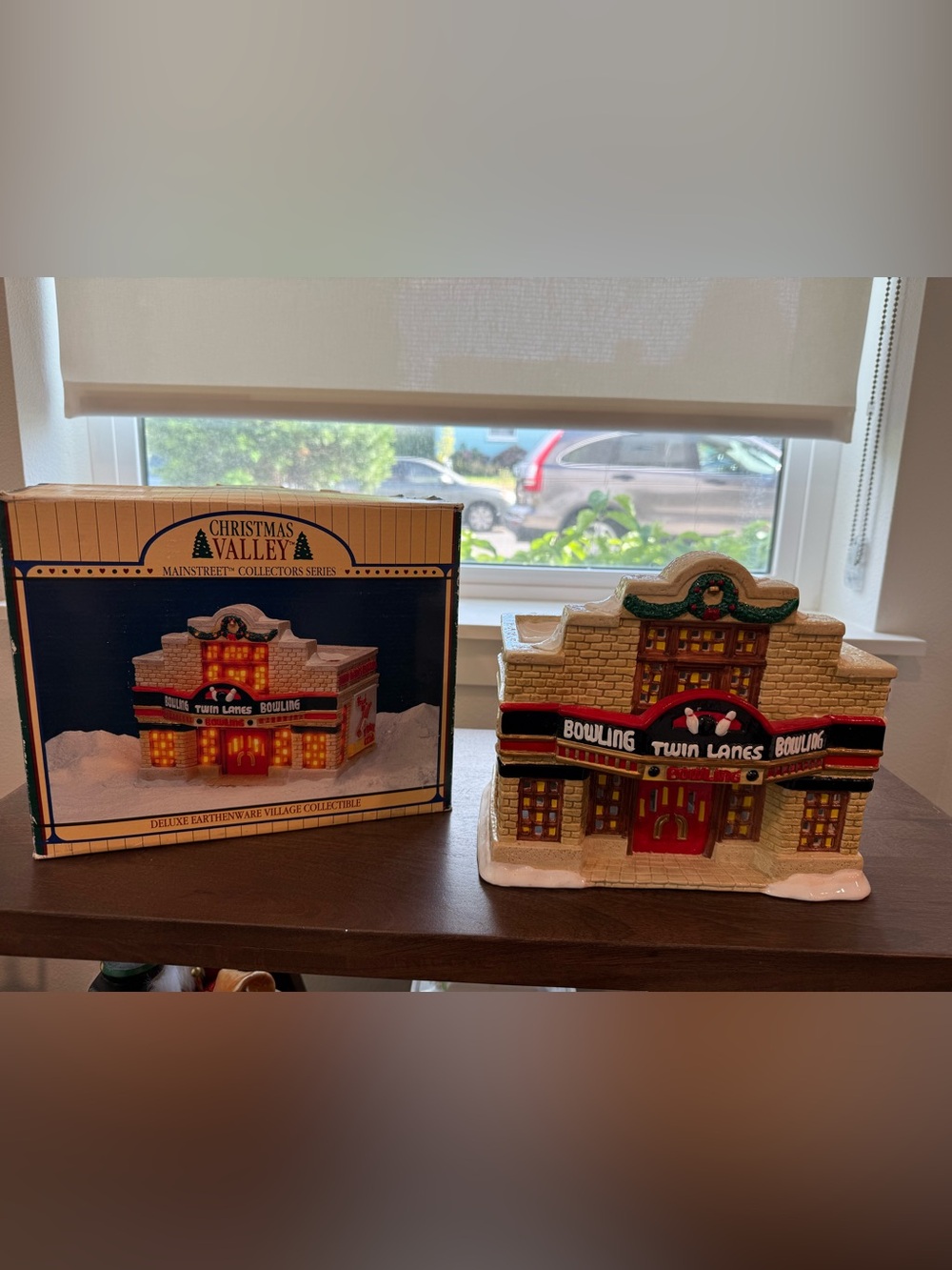 Twin Lanes Bowling Ceramic Holiday Village Building - Red/Green